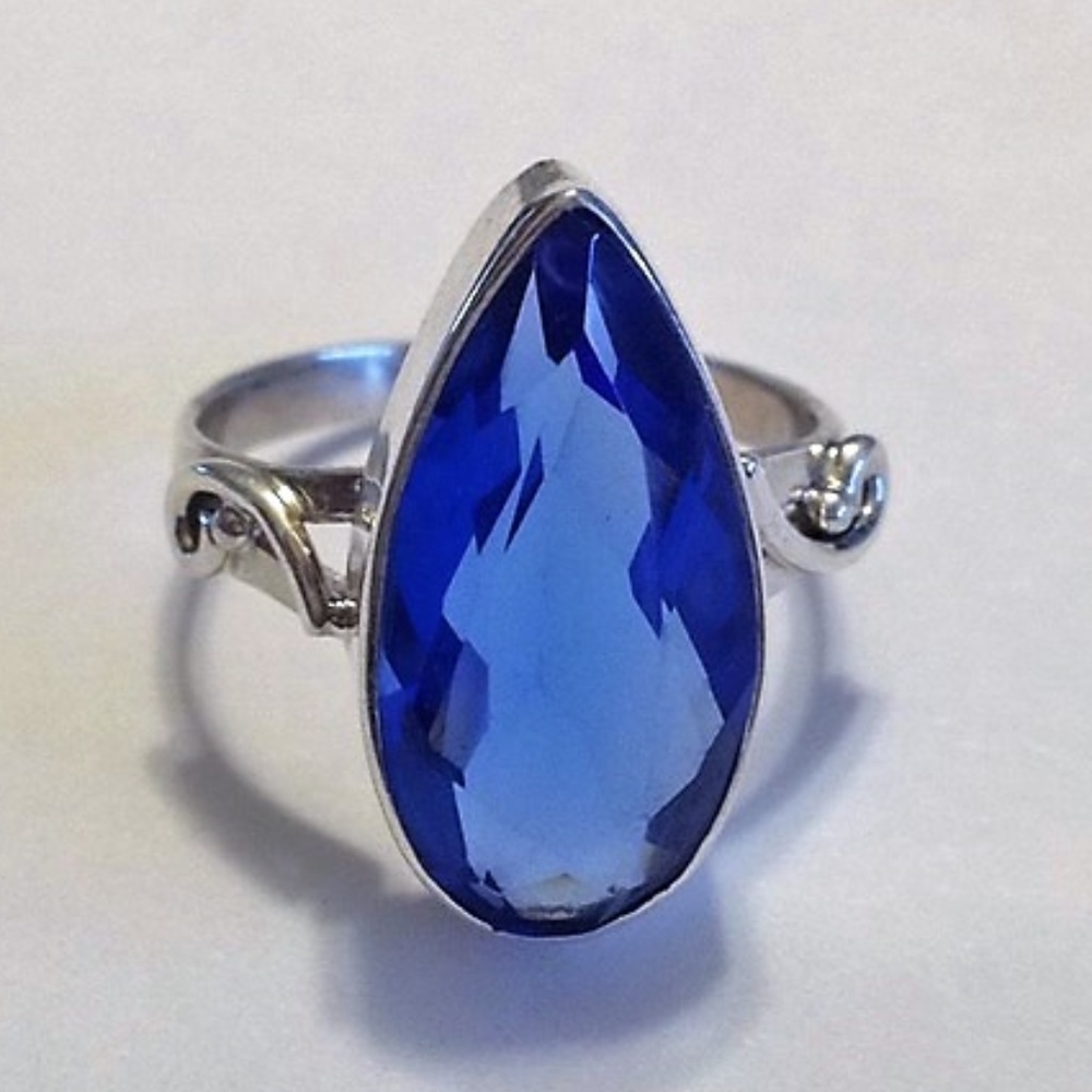 12CT Natural blue sapphire ring, silver 925
